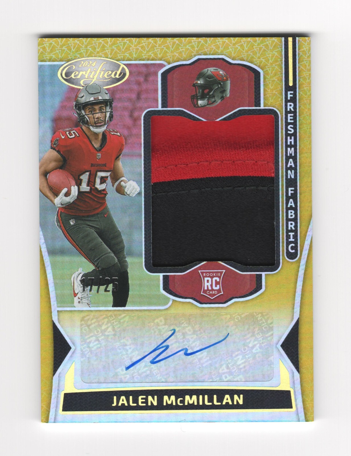 2024 Panini Certified Jalen McMillan Freshman Fabric Gold Rookie Patch Auto /25