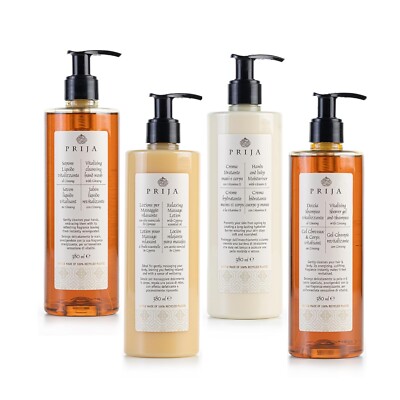 Prija Set Flüssigseife, Hair & Body, Bodylotion, Massagelotion Ginseng 4x 380 ml