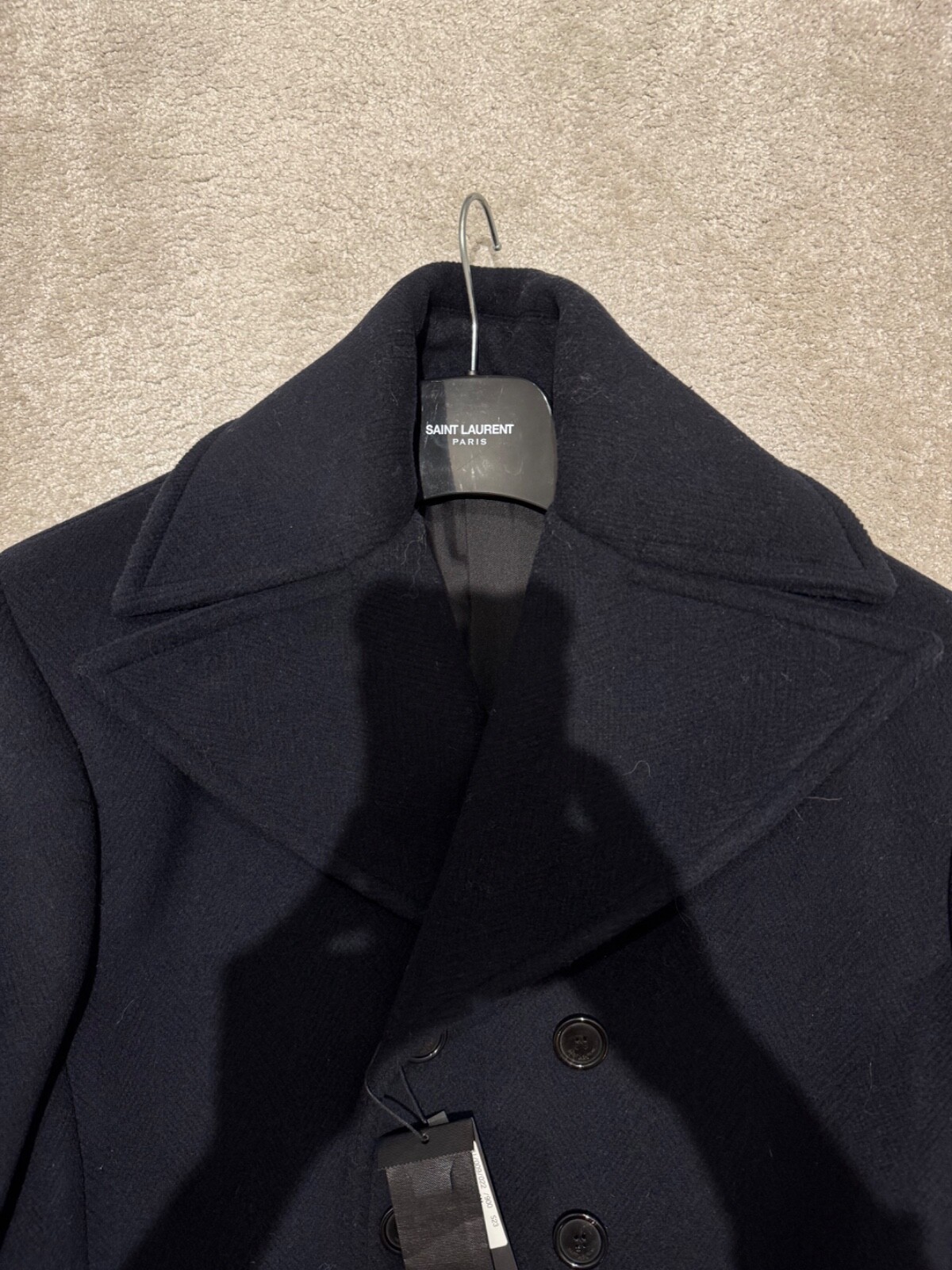 Saint Laurent navy womens wool coats size 10 image 3