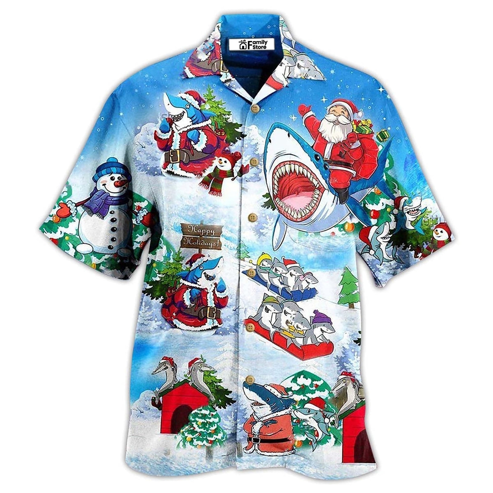 Shark Santa Love Christmas Hawaiian Shirt for Men - US Size - Summer Style - New Arrival