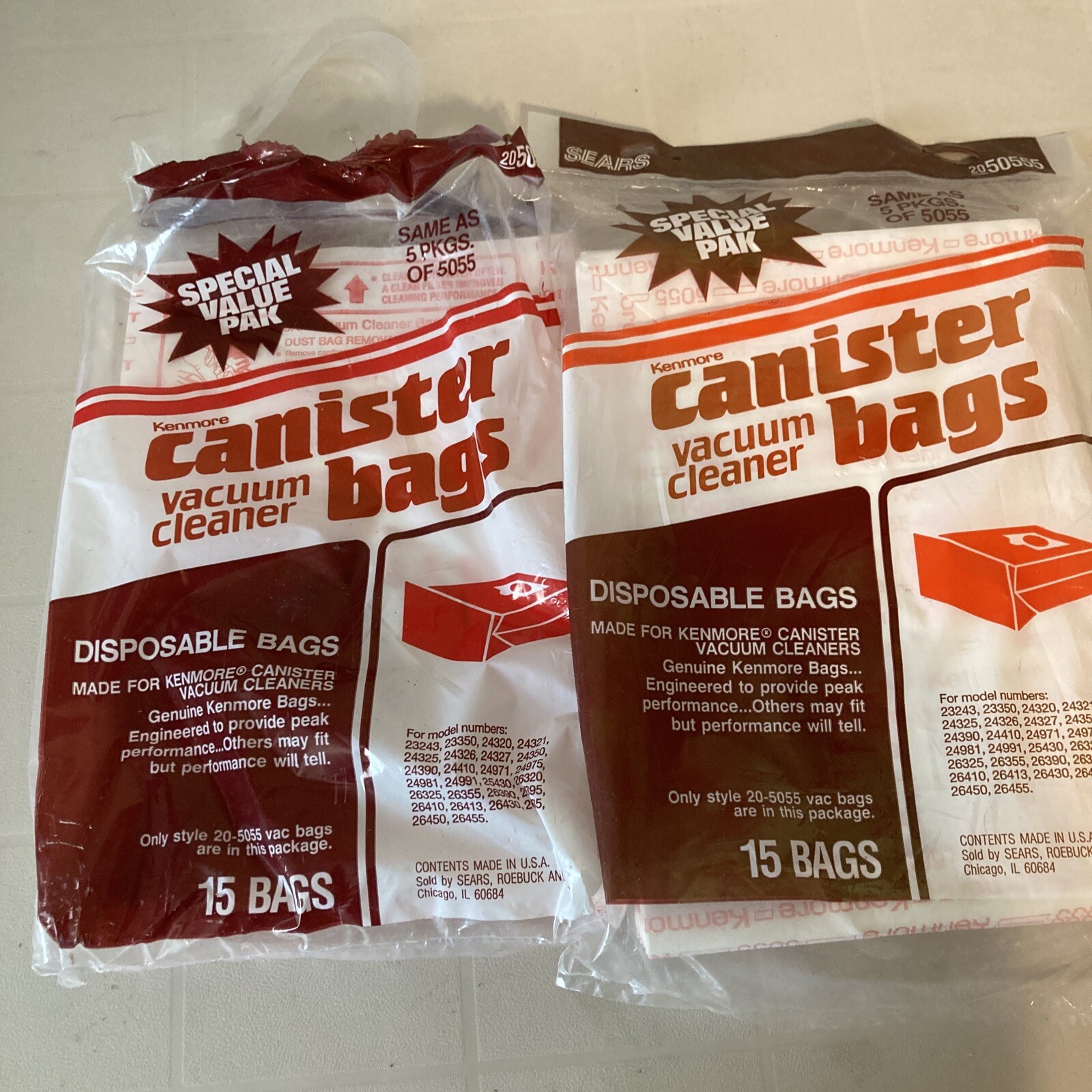 Sears Kenmore 2050555 5055 Canister Vacuum Cleaner Bags 15 NOS USA for