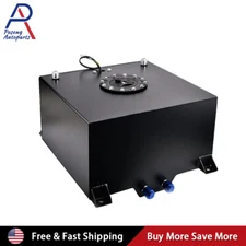 Fuel Cell Gas Tank Aluminum Tank+Level Sender Fuel Line Kit 15 Gallon 60L Black