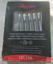Rocketfish Composite Video Stereo Audio Cable 12ft, 3.6M #RF-G1203 New In Box