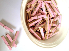 PINK Wood Clothes Pins 25 HAND Painted, Baby Shower, Bags, Laundry Clothespins