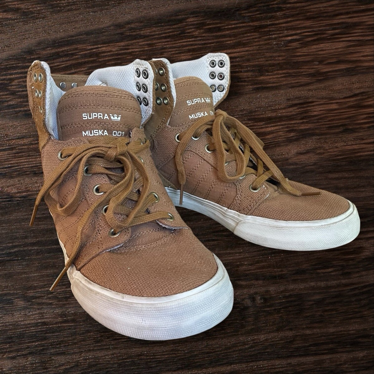 Supra Muska High Top Sneakers 001 Skytop Size 6.5 Mens Khaki  display picture 2