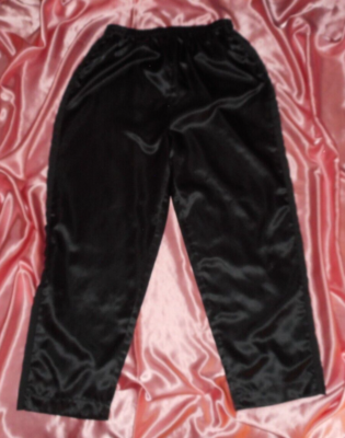 Large Short Black Glossy Satin Lounge Pants Tuxedo Side Stripe