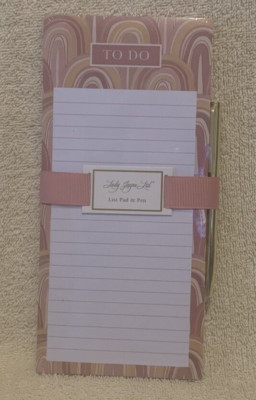 Lady Jayne Ltd MAUVE SWIRL Magnetic To Do List / Notepad w/Gold