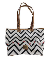 Dooney  Bourke Tote Shopper Bag Purse Chevron Black White