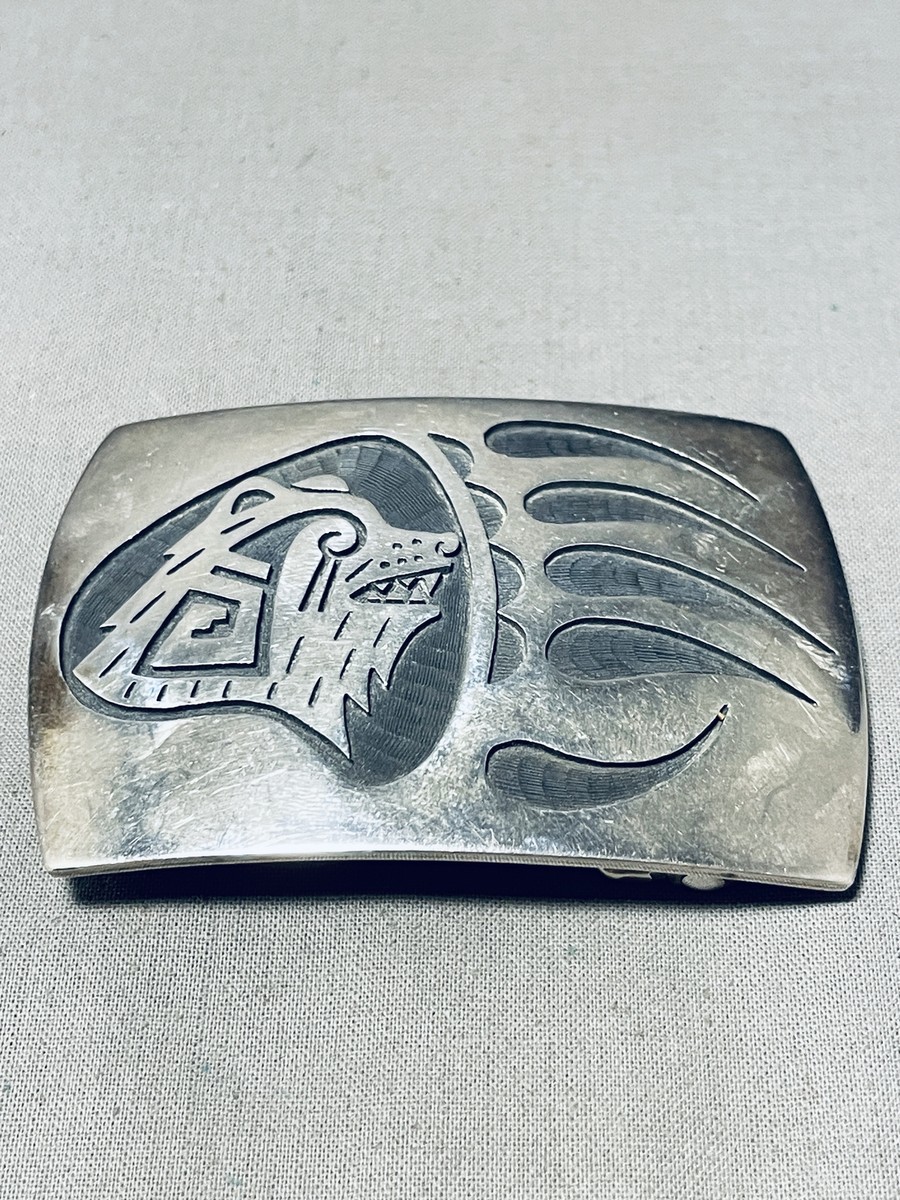 Hopibear!! Vintage Avajo Sterling Silver Thicker Belt Buckle Old Hopibear!! Vintage Avajo Sterling Silver Thicker Belt Buckle Old