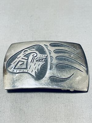 Hopibear!! Vintage Avajo Sterling Silver Thicker Belt Buckle Old Hopibear!! Vintage Avajo Sterling Silver Thicker Belt Buckle Old