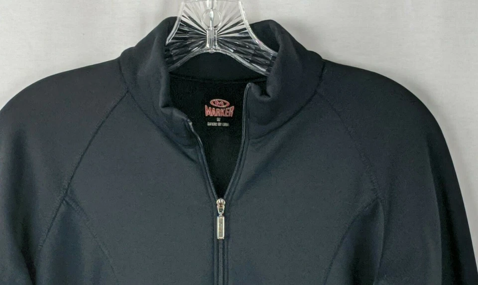 MARKER женщин молнии черный флис лыж оболочка толстовка Athleisure носить SZ M - Изображение 2 из 4