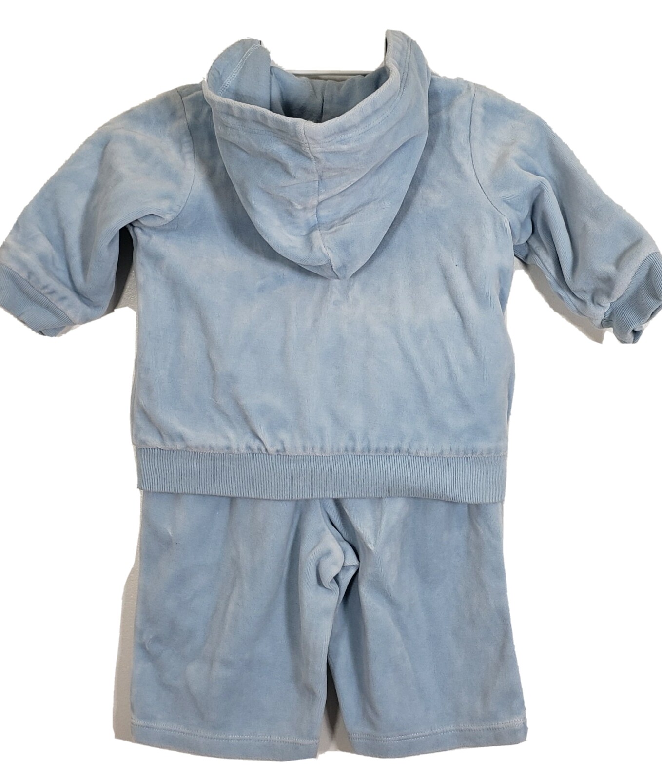 Ralph Lauren Baby Track Suit 9 Month Two Piece Light Blue Velour Hoodie Pants image 2