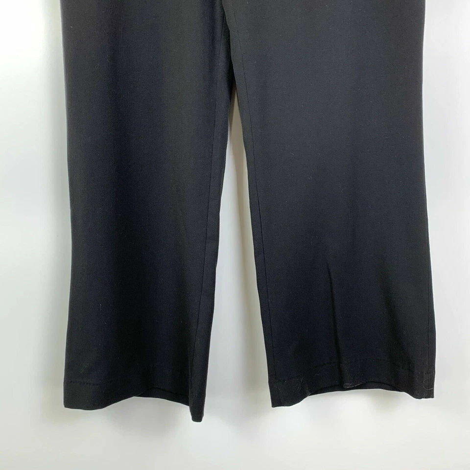 Pantalón de vestir Monroe And Main negro frente plano curvilíneo bolsillos con solapa elástico para mujer 12 Foto 3 de 4