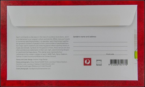 2019 Australia post first day cover- Sports stadiums 4 x $1 gummed stamps - Picture 2 of 2