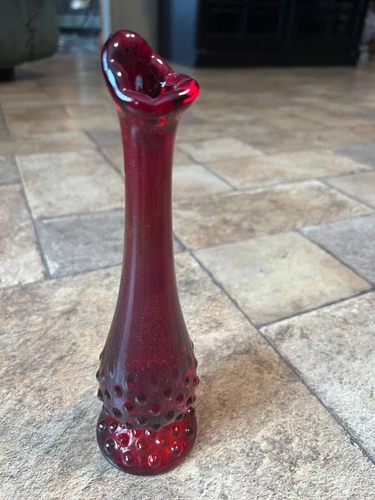 Lovely FENTON Ruby Red Hobnail 8 3/4" BUD VASE