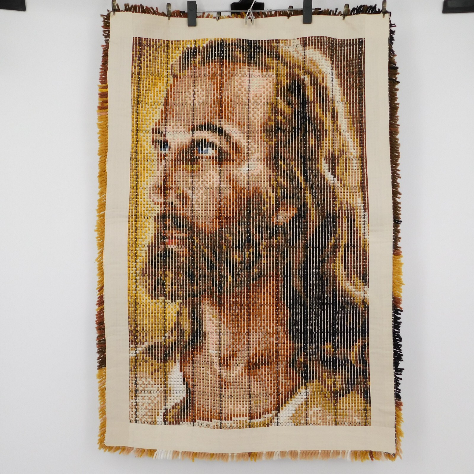 Jesus Completed Latch Hook Rug Wall Hanging Craftways 40x27" Religious Christian