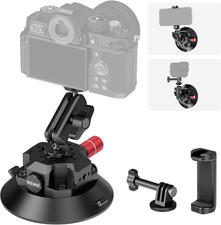4.5" Suction Cup Camera Mount with Ball Head Magic Arm, 1/4" 3/8" ARRI Holes, Qu