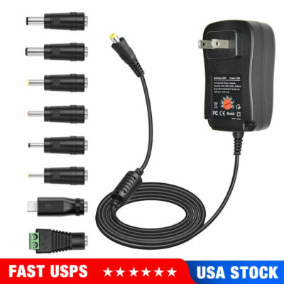 Universal AC Adapter Power Supply Wall Charger Cord for DC Charger 12W 3V-12V US