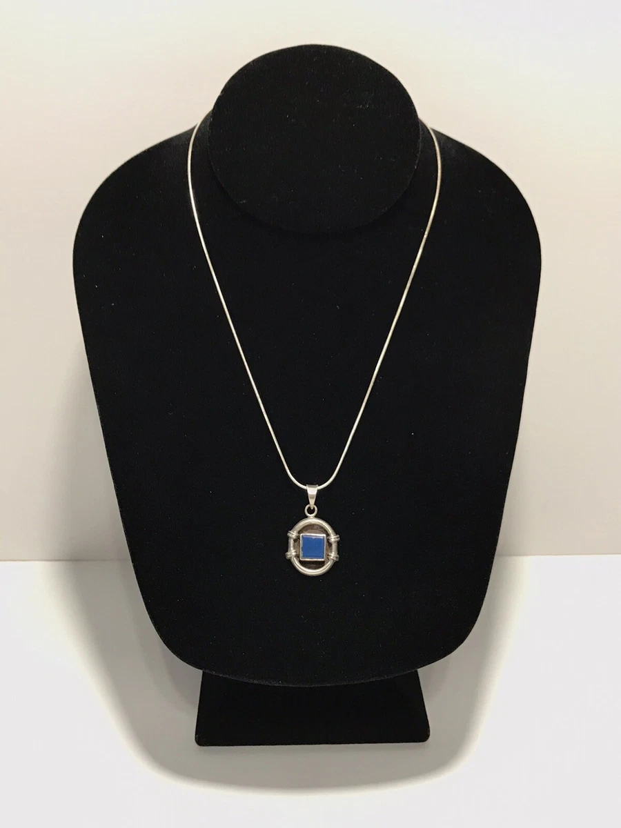 Blue stone silver necklace shop
