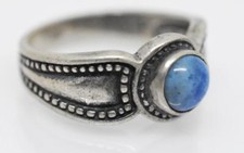 Shube Dakota West Cabochon Lapis Lazuli Sterling Silver Beaded Ring Southwestern