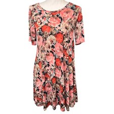 Floral Dress Womens Small V Neck Criss Cross Back Short Sleeve Lightweight Pink