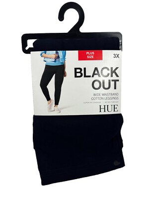 New Hue Black Out Leggings Navy 3X Wide Waistband Cotton Leggings