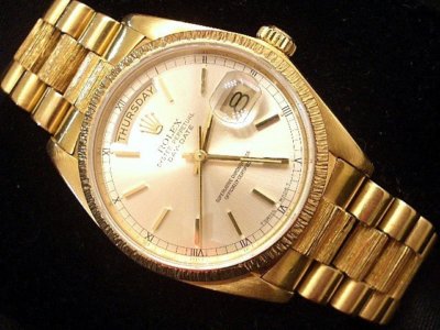 Mens Rolex Day-Date President 18078 18k Yellow Gold Watch Bark