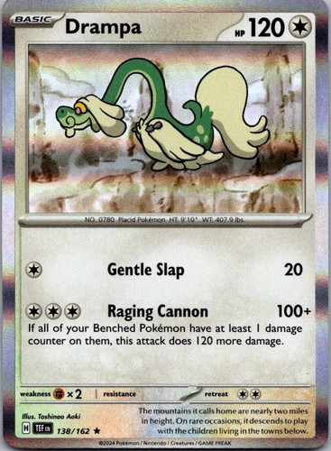 Drampa 138/162 Rare Temporal Forces Pokemon Holo Near Mint