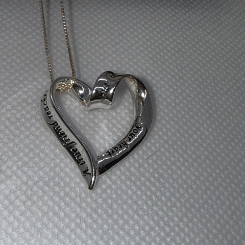 STERLING SILVER Italy HEART NECKLACE (FRIENDS) BE INSPIRED 18” NEW BOX-VTG - Picture 2 of 4
