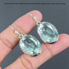 Orecchini pendenti goccia figlia apatite naturale ovale argento 925 eleganti matrimonio nuovi