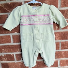 Vtg Carter's Mint Green One-Piece Baby Romper with Pink accents size 6 months
