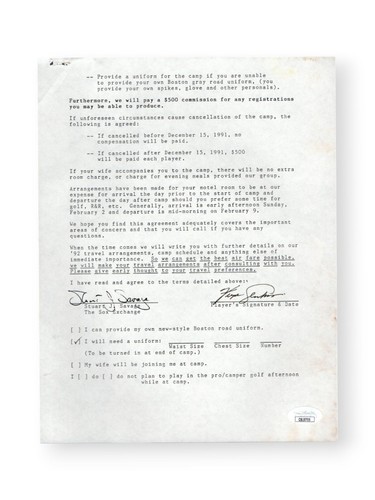 Fergie Jenkins Signed Autographed Contract Cubs HOFer 1991 JSA CB19755 - Picture 2 of 4