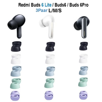TOPETECH 3 Paar Ohrstöpsel für Xiaomi Redmi Buds 6 6Lite 6Pro Silikon Eartips