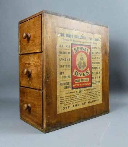 Vintage Serval Dyes Three Drawer Display Cabinet Haberdashery c1930