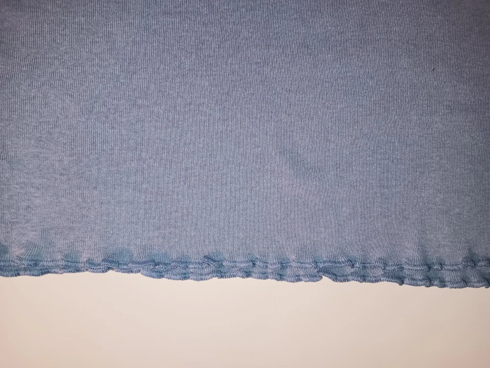 Camiseta sin mangas sin mangas azul pálido acanalada de guinga otoño a cuadros con lazo ✨ Foto 3 de 4