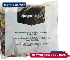 Amazon Basics Assorted Size and Color Rubber Bands, Strong Elastic Stretch Offic