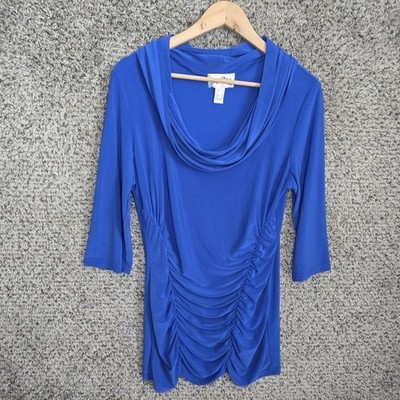Joseph Ribkoff Top Womens 14 Blue Cowl Neck Tunic Stretch Casual Ladies