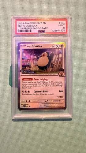PSA 9 Hop's Snorlax Jtg Prerelease Staff 184 2025 Pokemon SVP Promo