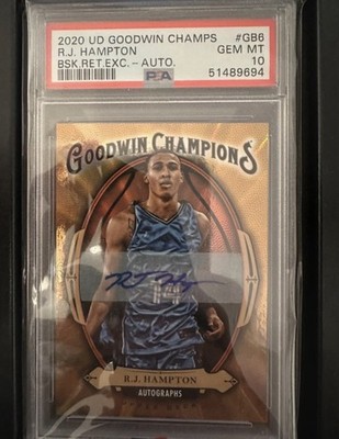 2020 UD Goodwin Champions R.J. Hampton Auto   PSA 10 GEM MINT   Autograph