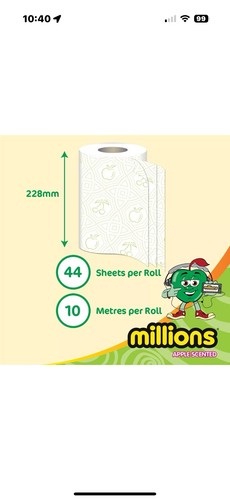 24 Kitchen Roll Millions Apple or Bubblegum Scented Twin Pack, 3PLY Towel Paper - Picture 3 of 8