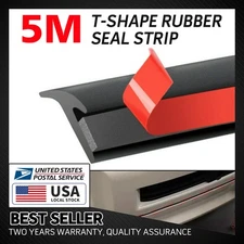 5M T-Shape Rubber Car Door Seal Strip Hood Trunk Edge Molding Trims Weatherstrip