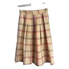 Vintage J.G. Hook 2P 100 Worsted Wool Plaid Pleated Skirt Made in USA