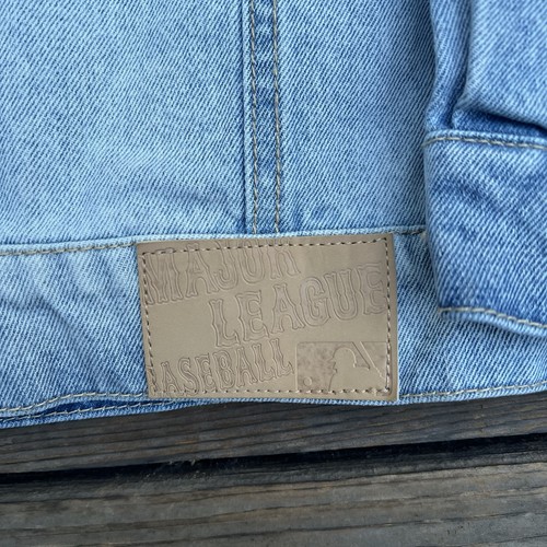 Giacca denim MLB Korea New York Yankees uomo XS blu lavato camionista baseball - Foto 5 di 10