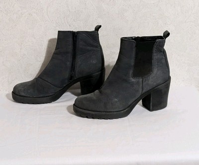 Vagabond Boots Womens 38 7.5 Black Grace Chelsea Ankle Nubuck Lug Leather Chunky