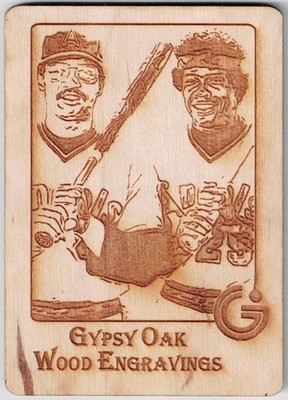 REGGIE JACKSON & ROD CAREW Rare GYPSY OAK Wooden BASEBALL Trading Card