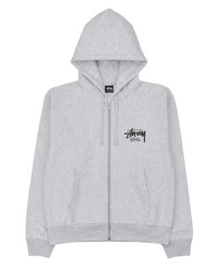 Stussy Stock SEOUL Zip Hoodie Ash Heather Gray Size L Full Zip
