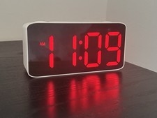 White Digital Alarm Clock RGB Night Light USB Charge - New In Box