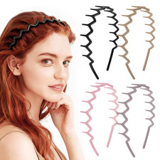 Zig Zag Headbands - 4Pcs Non Slip Comb Headband with Teeth for Women Classic Wav