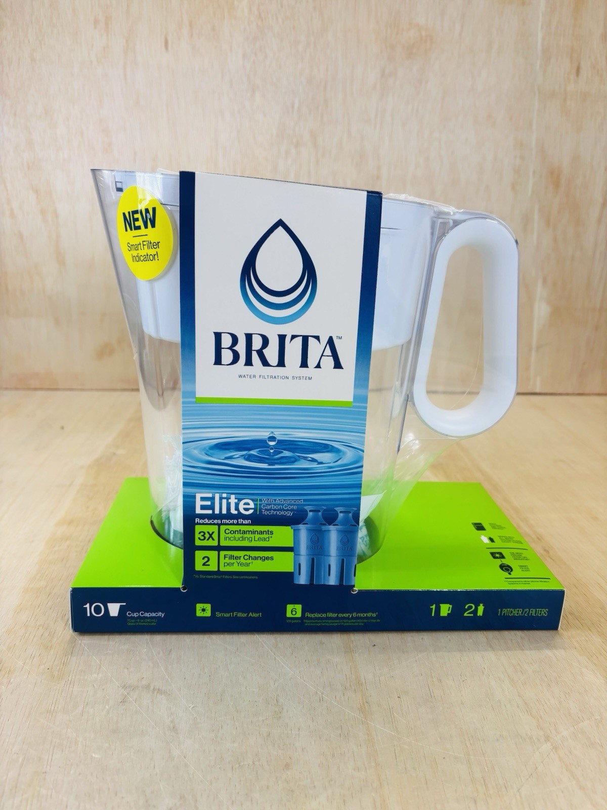 New Brita Large 10 Cup Smart Water Filter Pitcher White (2) Brita Elite ...