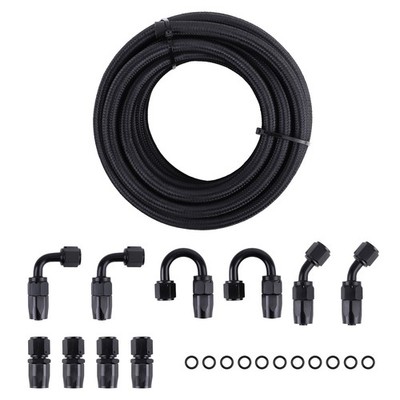 20FT AN6 -6AN AN-6  Fitting Stainless Steel Braided Oil Fuel Hose Line Kits